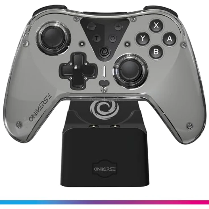 Oniverse Kabelloser Controller für Switch OLED Lite PC ANDROID iOS, Ladestation, Einstellbare Vibrationen, Makro-Tasten, Turbo-Modus, Wake-Up, 6-Achsen-Gyroskop, Astralite (Nysa Grey/Grau) – Bild 1