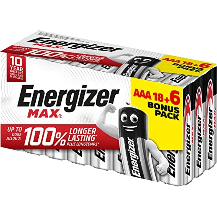 Energizer - MAX, 18+6 AAA-Batterien, Lange Lebensdauer für den täglichen Gebrauch, Keine Sulfatierung und 10 Jahre Lebensdauer, Paquete de 24 – Bild 1