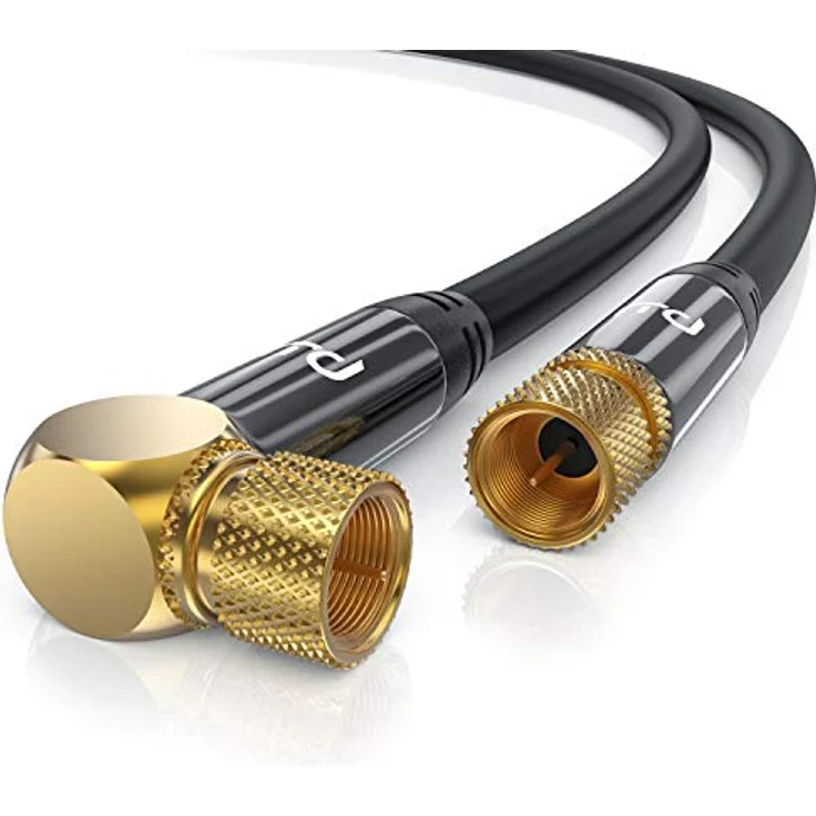 CSL Primewire 7,5m SAT Kabel F-Stecker 90° gewinkelt, 135dB, 4-fach abgeschirmt, Schwarz – Bild 1