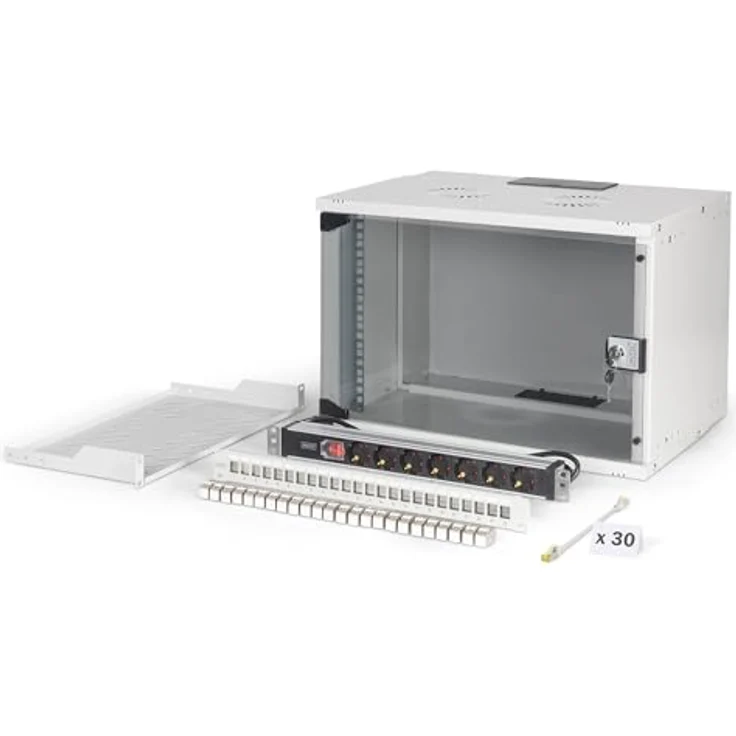 Digitus 19" SOHO PRO Netzwerk-Set, 7HE Wandgehäuse mit Zubehör, grau, 19 Zoll Rack Serverschrank – Bild 1