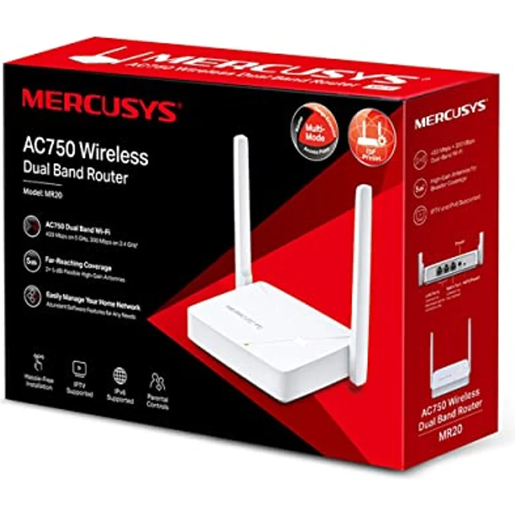 TP-Link Mercusys MR20 AC750, Dual Band Wifi Router mit 2x Antennen, 750 Mbps, RJ45 Anschluss, Kindersicherung – Bild 5