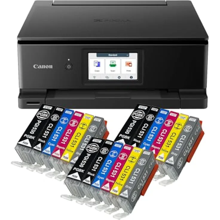 IC-Office TS8750, Tintenstrahl Multifunktionsdrucker 3-in-1 mit Duplex, WLAN, AirPrint, schwarz + 18 XXL Tintenpatronen
