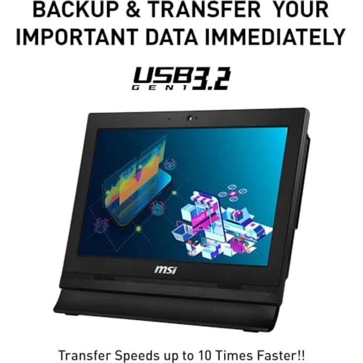 MSI PRO 16T 10M-228XDE 15.6" 5205U/4GB/250GB Schwarz ohne OS, All-in-One-PC mit Intel Celeron Prozessor und lüfterlosem Design – Bild 7