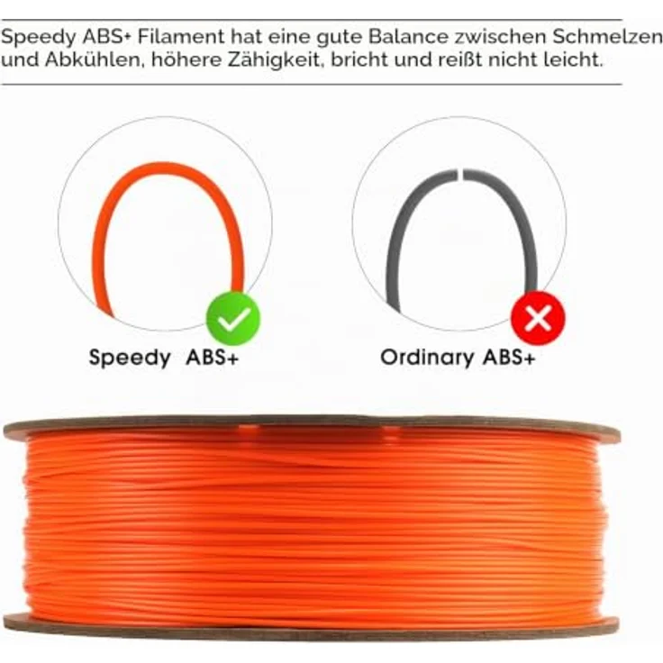 eSUN ABS+ Filament 1.75mm, Hochgeschwindigkeits 3D Drucker Filament mit Maßgenauigkeit +/- 0.03mm, 1KG Spule, Wärmebeständig, Orange – Bild 2