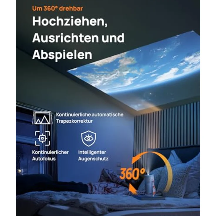 XGIMI MoGo 4 Laser, Mini Beamer mit 550 ISO-Lumen, 2,5 Std Akku, Google TV und Harman Kardon Sound, inkl. 4 Filter – Bild 3
