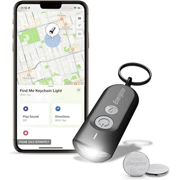 Energizer Find My Key Finder, Bluetooth Schlüsselanhänger Tracker mit integriertem LED-Licht, kompatibel mit Apple Find My für Schlüssel, Taschen & Rucksäcke – Bild 1