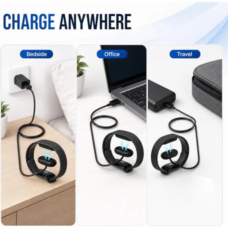 Wigento Ladekabel für Google Fitbit Air, magnetisch mit Ladebase, 1 Meter, Schwarz – Bild 7
