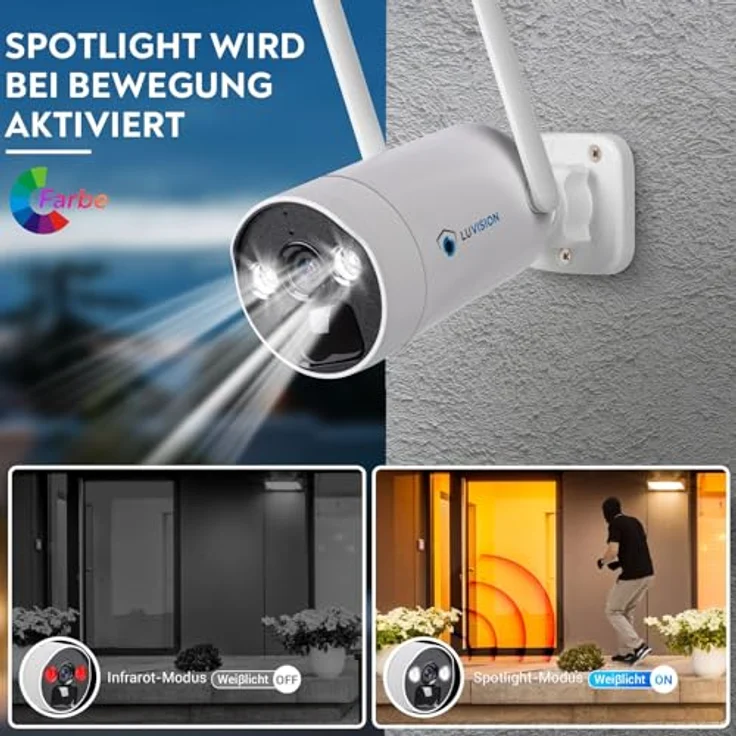 LUVISION WLAN Solar-Überwachungskamera mit 4MP Akku und 10 Kanal Dual NVR, Überwachungssystem mit Farbiger Nachtsicht, wetterfeste Ausführung, mit 4 Kameras – Bild 5