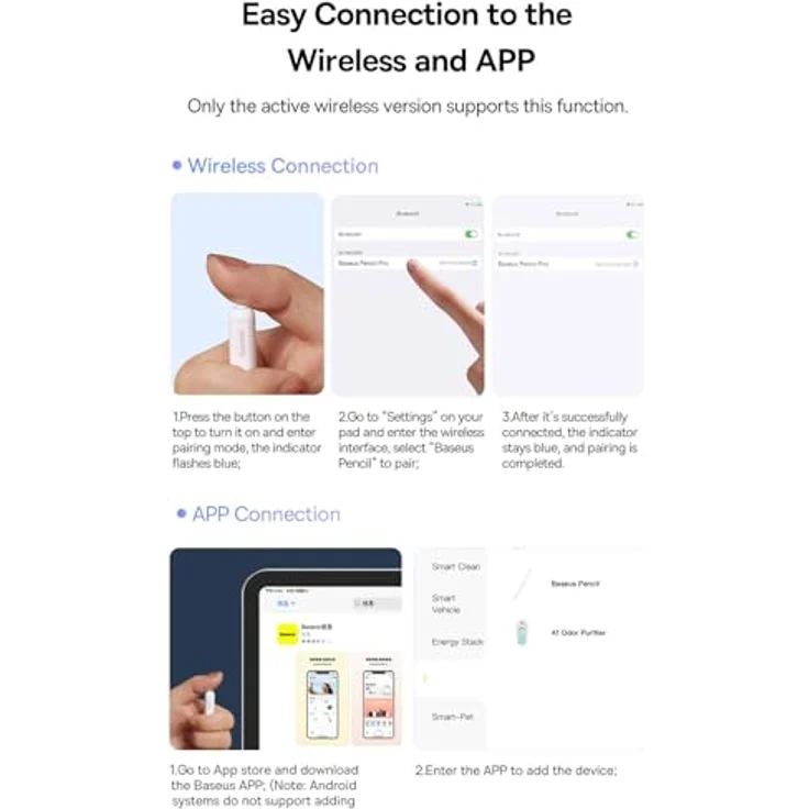 Baseus Kabelloser Ladestift für TelefonTablet Smooth Writing Rosa, Stylus, Pink – Bild 8