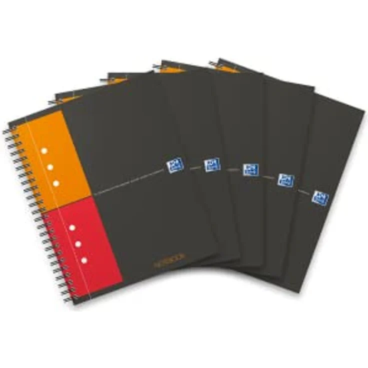 OXFORD Notizbuch International Optik Paper A5+, 80 g/qm, 5mm kariert, 80 Blatt, schwarz, doppelspiral gebunden, Scribzee-kompatibel – Bild 1