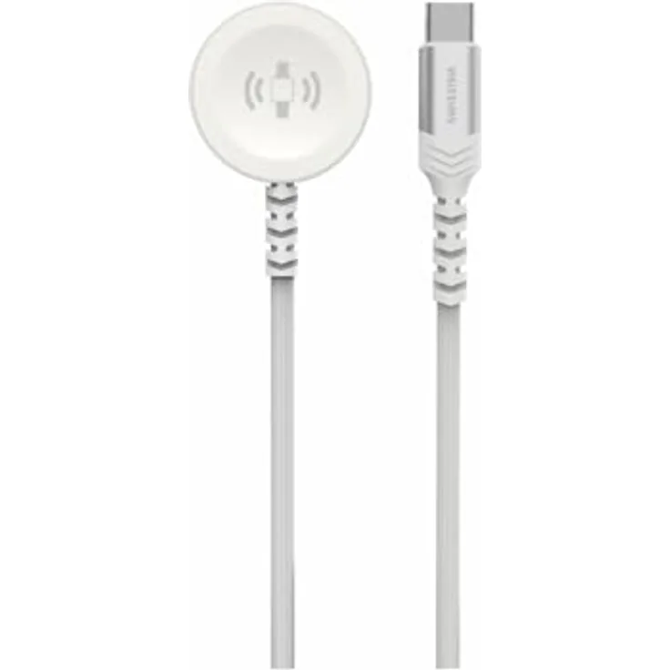 Swissten geflochtenes USB-C-Kabel, 1,2 m, magnetisches Aufladen für Apple Watch, Weiß