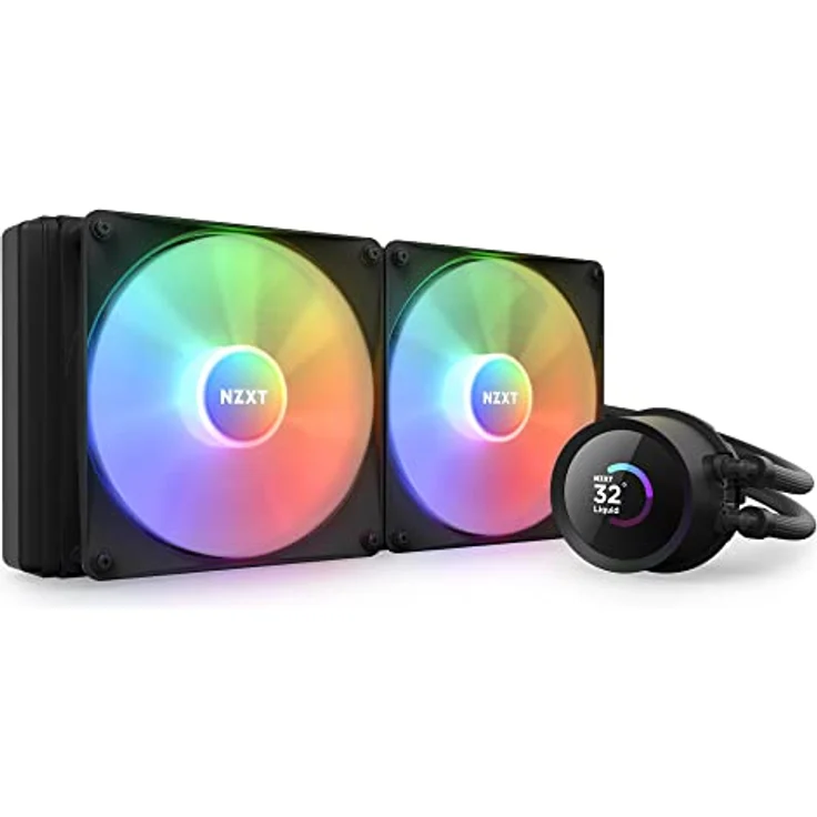 NZXT Kraken 280 RGB - RL-KR280-B1-280mm AIO CPU Wasserkühlung - 1,54" LCD Display 240x240-2x140mm RGB Core Fans - EIN Breakoutkabel zur einfachen Installation - anpassbar durch NZXT CAM - Schwarz – Bild 1