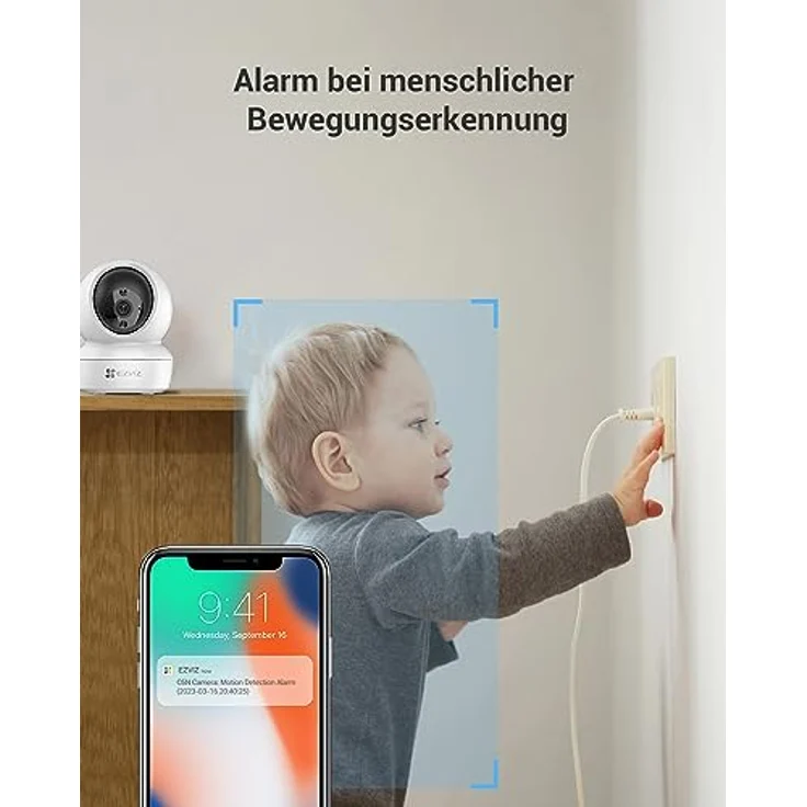 EZVIZ Indoor Schwenk-/Neige Überwachungskamera Dome, IP Kamera 2K-Auflösung, 4MP, 350° - 55° schwenkbar mit 360° Blick, WLAN/LAN, Zwei-Wege-Audio, Nachtsicht, Smart Motion Tracking, MicroSD-Karte und Cloud – Bild 6