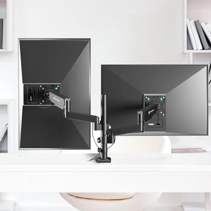 ONKRON G140-B Monitor-Halterung für 2 Monitore 13-32 Zoll, neigbar, schwenkbar, drehbar, Gasdruckfeder, VESA 75x75-100x100, Kabelmanagement, bis 8 kg pro Arm – Bild 3