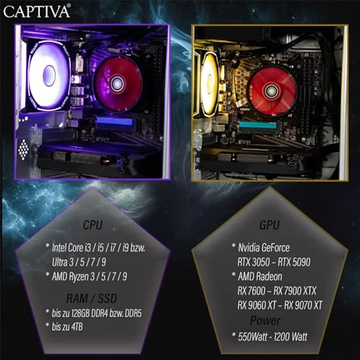 Captiva CAPTIVA PC Advanced Gaming R92-715, AMD Ryzen 5 5500, NVIDIA RTX 5060, 16 GB RAM, 1024 GB SSD, WLAN, Windows 11 Home, Tower-Format – Bild 7
