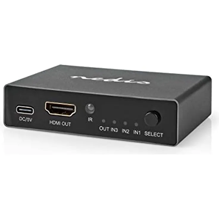 Nedis HDMI Schalter | 3-Port Port(s) | 3X HDMI Eingang | HDMI Ausgang | 8K@60Hz | 45 Gbps | ferngesteuert | Aluminium | Anthrazit