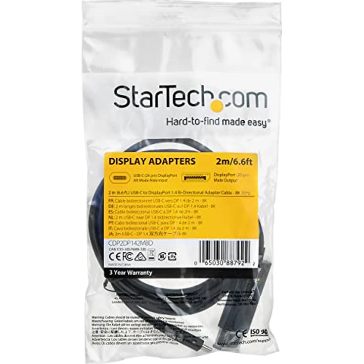 StarTech.com CDP2DP142MBD USB-C auf DisplayPort-Kabel (8K 30 Hz, 1m, HBR3, USB-C-Adapter, Thunderbolt 3-kompatibel) – Bild 6