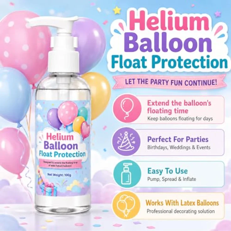 LAMXIN 100 ml High Float Helium Gel, Ballon-Schutzflüssigkeit mit Pumpkopf für verlängerte Schwebezeit bei Hochzeiten und Partys – Bild 2