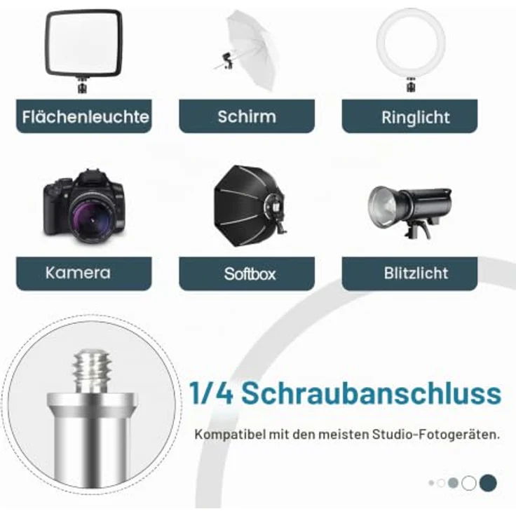 EMART 210cm Aluminium Lichtstativ, tragbar mit 5 kg Traglast, 1/4" Schraube für Studio-Lampen, inklusive Tragetasche – Bild 5