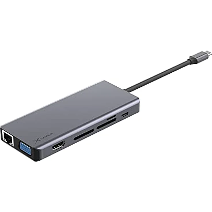 XLayer Docking Station 13-in-1 | USB C Hub Multiport Adapter HDMI SD 4K | Kompatibel für MacBook Pro Air, iPad, Chromecast, Switch, PS, Windows Geräte und Monitoren | Space Grey – Bild 2