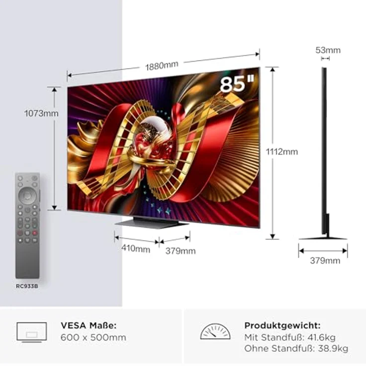 TCL 85C8L SQD-Mini LED TV, 85 Zoll UHD 4K Smart TV mit flacher Bauweise – Bild 17