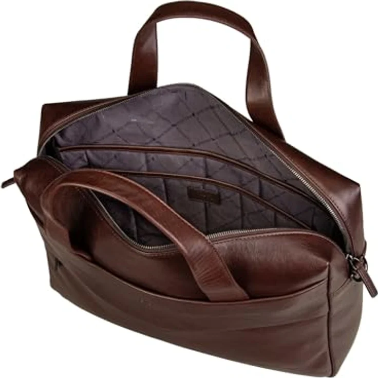 Braun Büffel Arezzo, Notebooktasche aus vegetabil gegerbtem Rindleder, 17 Zoll, braun – Bild 4