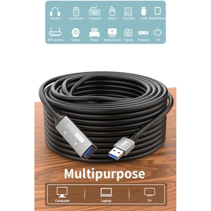 PremiumCord USB 3.2 Gen1 Verlängerungskabel 15m mit Repeater, schwarze Bauweise für optimale Signalqualität – Bild 11