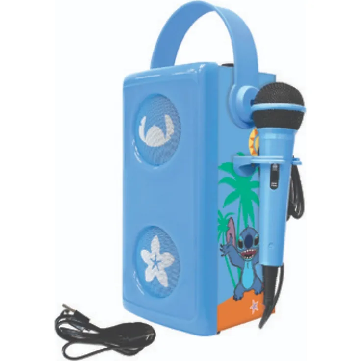 Lexibook Disney Stitch Tragbarer Bluetooth Lautsprecher mit Mikrofon und Karaoke-Funktion, blau