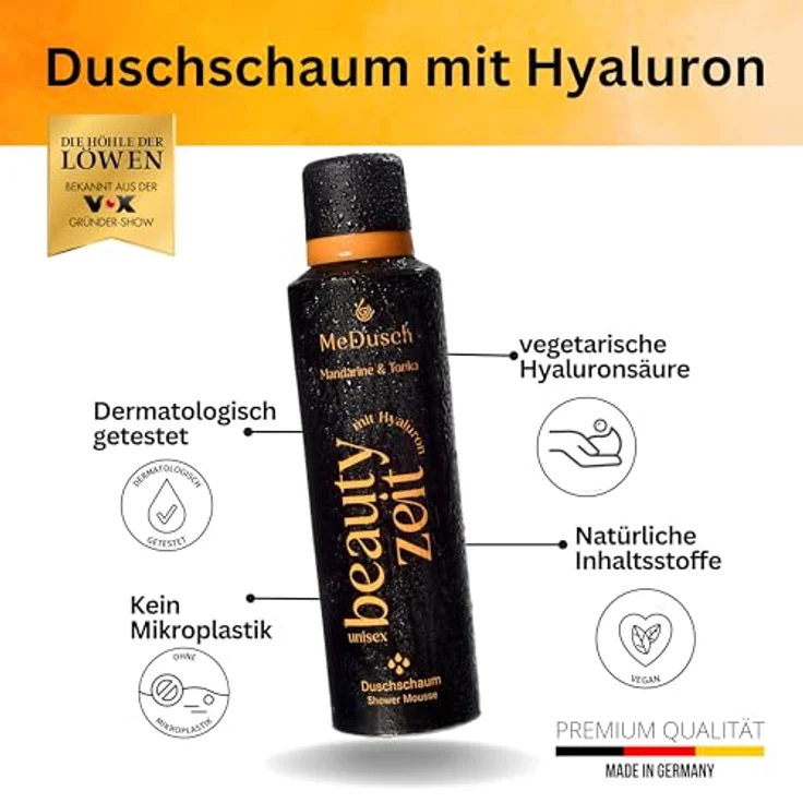 MeDusch Duschschaum Beautyzeit Mandarine & Tonka mit Hyaluron, 3er-Set, Feuchtigkeitsspendend (200 ml, orientalisches Parfüm-Öl, unisex) - Preisvergleich – Bild 3