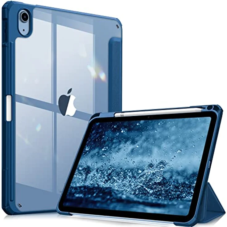 Fintie Hybrid Hülle für iPad 10. Generation 2022 (10.9 Zoll) mit Stifthalter - Stoßfeste Schutzhülle mit transparenter Hartschale auf der Rückseite, Blau – Bild 1