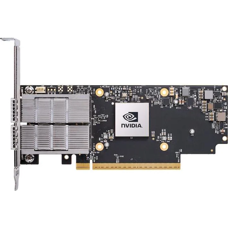 NVIDIA ConnectX-7 Adapterkarte 400Gb/s NDR IB (PCI Express 5.0), Netzwerkkarte, Schwarz, Grau, mit Hardwarebeschleunigung für Sicherheits- und Netzwerkfunktionen