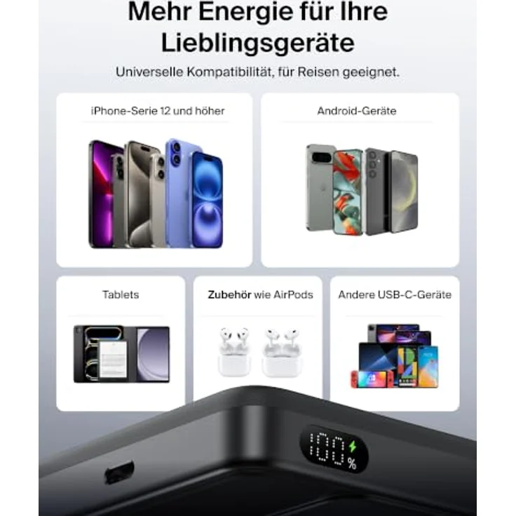 Belkin UltraCharge Power Bank, 10.000 mAh, slim, magnetisch, USB-C, 25 Watt, schwarz – Bild 10