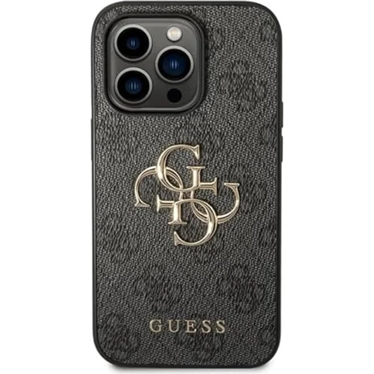 CG MOBILE Guess GUHCP15L4GMGGR Hülle für iPhone 15 Pro 6.1" grau hardcase 4G Big Metal Logo - PU-Leder, hochwertiger Schutz, Guess-Design – Bild 3