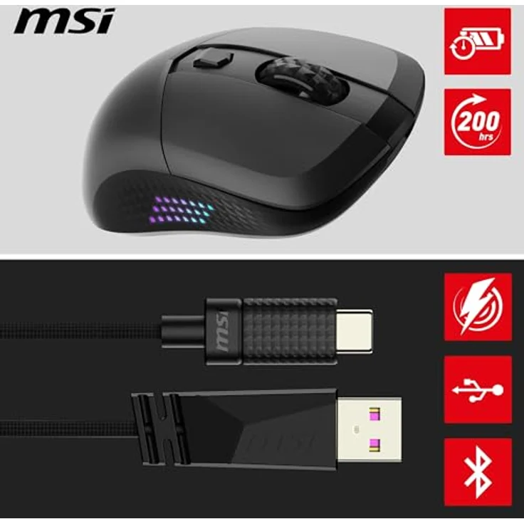 MSI Versa 300 Elite W Wireless Gaming Maus, Ideal zum Reinigen und Polieren von verschiedenen Materialien – Bild 4