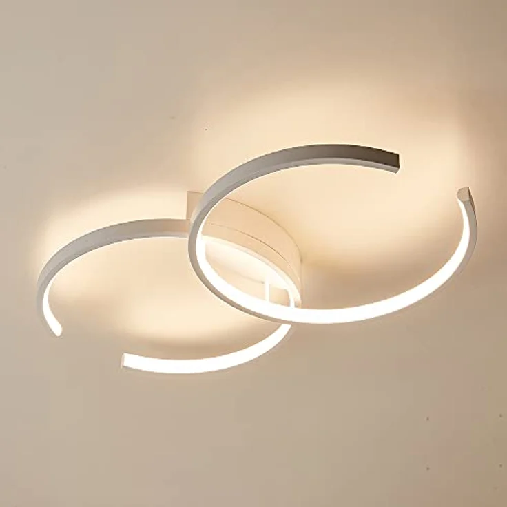 Eurotondisplay LED Deckenleuchte Deckenlampe SX87 mit Fernbedienung dimmbar schwarz weiß lackierter Metallrahmen Schlafzimmerleuchte ceiling light (SX8718W 55x32cm) – Bild 1