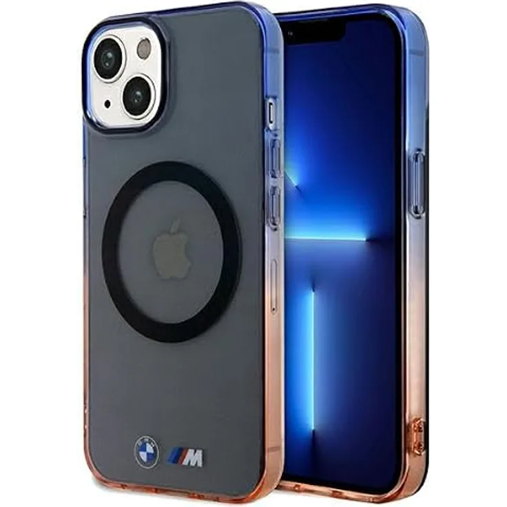BMW Gradient Bumper MagSafe Case für iPhone 15 Plus / 14 Plus, schützende Handyhülle in Grau mit exklusivem Design