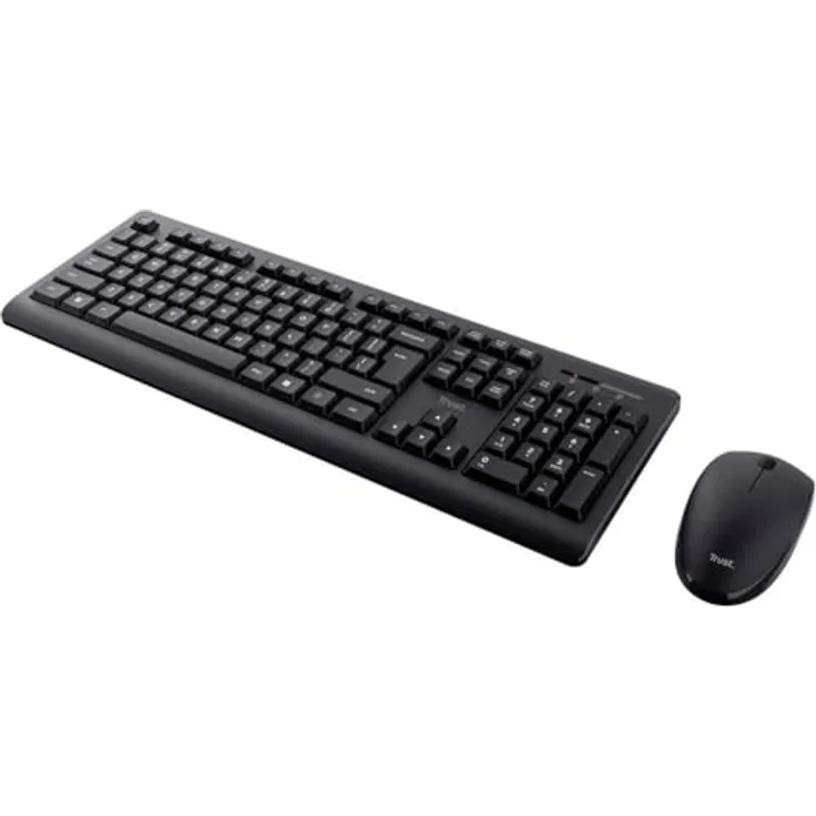 Trust Primo Funk Tastatur, Maus-Set Deutsch, QWERTZ Schwarz