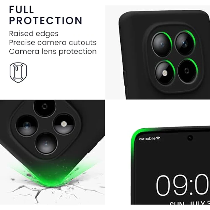 kwmobile Handyhülle für Xiaomi Redmi Note 15 4G / 5G & Poco M8 5G, weiche Silikon Schutzhülle in Schwarz matt, rutschfest und reißfest – Bild 3
