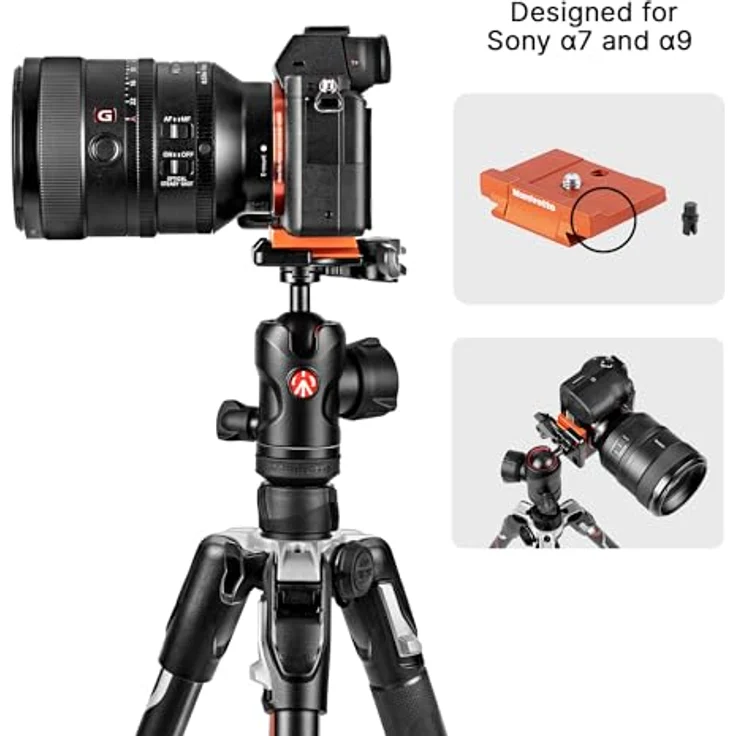 Manfrotto MKBFRLA-BH Befree Advanced Alpha Reisestativ QPL (Klemmverschluss), inkl. Kugelkopf und Tasche, speziell für Sony Kameras, Aluminium (Traglast: 8kg, Packmaß: 40cm, Gewicht: 1,59kg) – Bild 5
