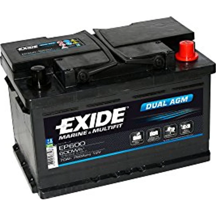 Exide Exide EP600 DUAL AGM 12V 70Ah Marine & Leisure Batterie Batterie, (12 V) - AGM (VRLA) Technologie, 70Ah Kapazität, 12V Spannung – Bild 2