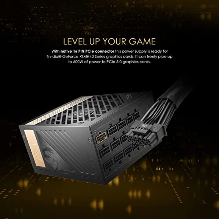 MSI MEG Ai1300P PCIE5 Netzteil, EU Stecker, 1300W, 80 Plus Platinum, vollmodularer ATX 3.0, unterstützt PCIe 5.0 GPU, japanische Kondensatoren, Gaming Intelligence, ummantelte Kabel, 10 Jahre Garantie – Bild 5