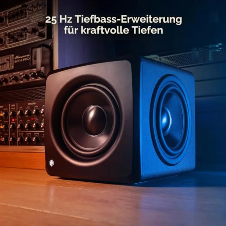 M-Audio iLoud Sub, Studio-Subwoofer mit 200 W, 3x 6,5-Zoll-Lautsprechern, 25 Hz Basswiedergabe, ARC X Raumkorrektur, kompakte Bauweise, 244x250x283 mm – Bild 7
