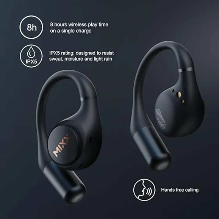Mixx AirFlow OWS, Sportkopfhörer mit Ohrbügel, Open-Ear-Design, schweißresistent, 24 Stunden Akkulaufzeit – Bild 4