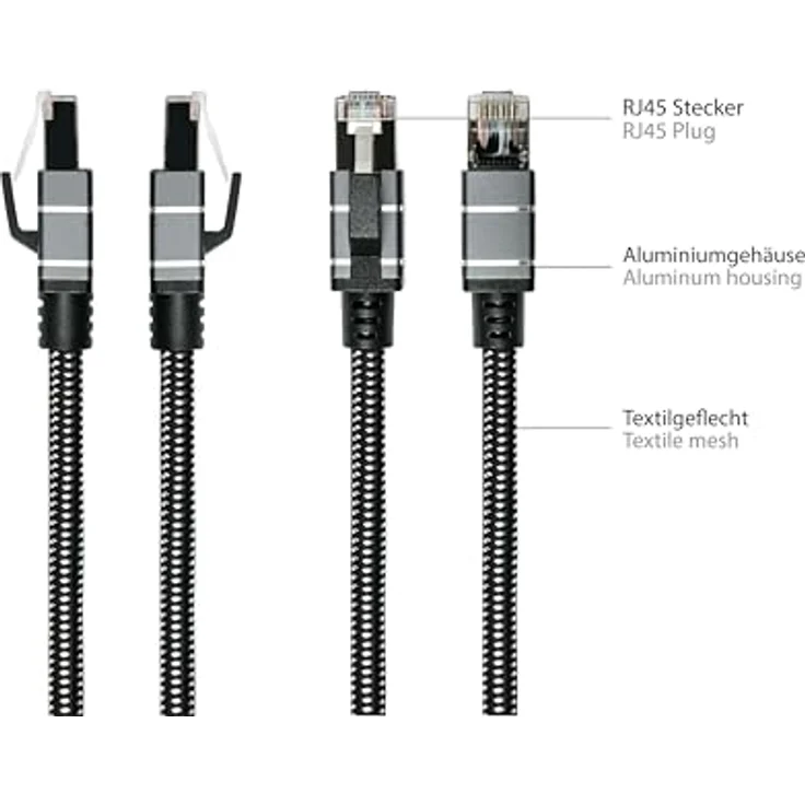 Good Connections Ethernet-Kabel USB-C zu RJ45, 1-Gigabit LAN-Adapter ohne Treiber, Textilmantel, 3m, anthrazit – Bild 5