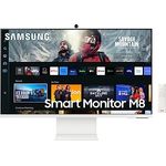 Samsung M80C Smart Monitor, 32 Zoll, 4K UHD, 60 Hz, Inkl. Webcam, Bildschirm mit Lautsprechern, Höhenverstellung und Pivot, Smart TV Apps mit Fernbedienung, S32CM801UU, Schwarz