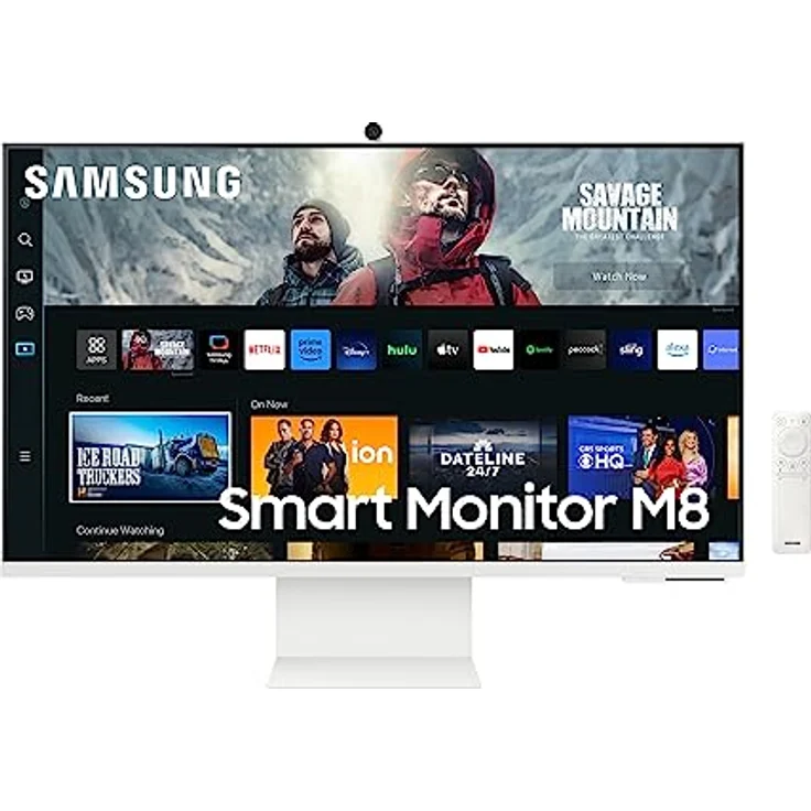 Samsung M80C Smart Monitor, 32 Zoll, 4K UHD, 60 Hz, Inkl. Webcam, Bildschirm mit Lautsprechern, Höhenverstellung und Pivot, Smart TV Apps mit Fernbedienung, S32CM801UU, Schwarz – Bild 1