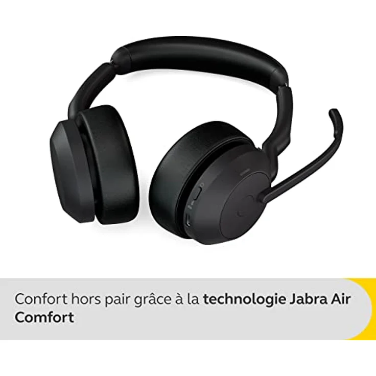 Jabra Evolve2 55 - schnurloses Stereo-Headset mit Jabra Air Comfort - Mikrofone mit Geräuschunterdrückung und ANC - für MS Teams zertifiziert, mit anderen Plattformen kompatibel - Schwarz – Bild 3