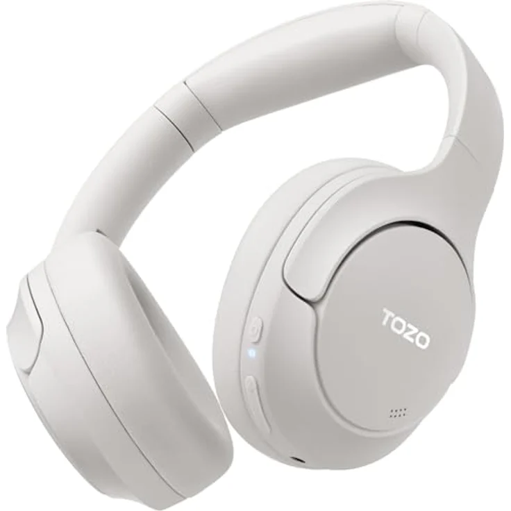TOZO HT2 Kabelloser Bluetooth Kopfhörer Over-Ear mit Hybrid Active Noise Cancelling, 56 Stdn. Spielzeit, Hi-Res Audio, Kristallklare Anrufe, Tiefer Bass, APP Steuerung - Weiß – Bild 1