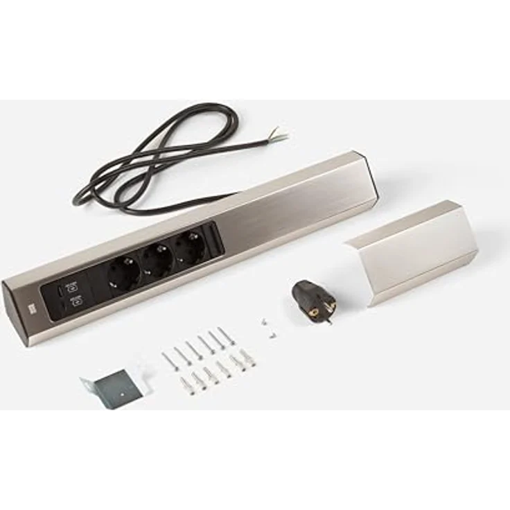 Bachmann CASIA 2 Steckdosenleiste, 3xCEE7/3 1xUSB A/C 22W, Edelstahl-Optik, 2,0m Kabellänge - Preisvergleich – Bild 8