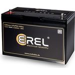 EREL LiFePO4 Akku 12V 100Ah Lithium Batterie, Lithium Eisenphosphat Batterie mit Batteriemanagementsystem (BMS) für Wohnmobil, Camper, Caravan, Bus, Solar und Boot